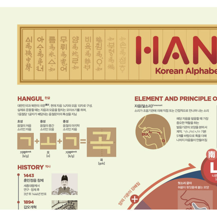 Poster Affiche Infographique Coréen - Hangul | Moshi Moshi 