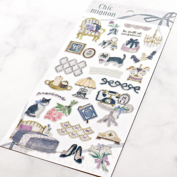 Stickers Chic Mignon Chat - Papeterie Japonaise | Moshi Moshi 