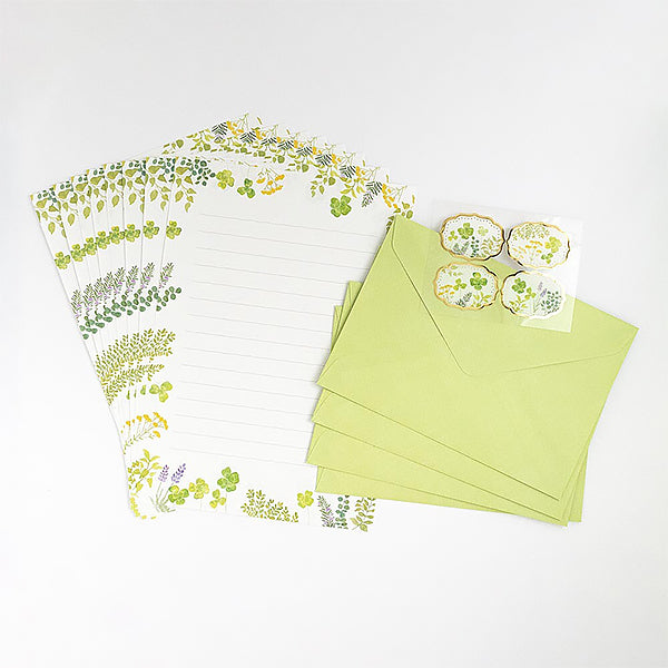 Papier Lettre Japonais - Flower Green | Moshi Moshi Paris
