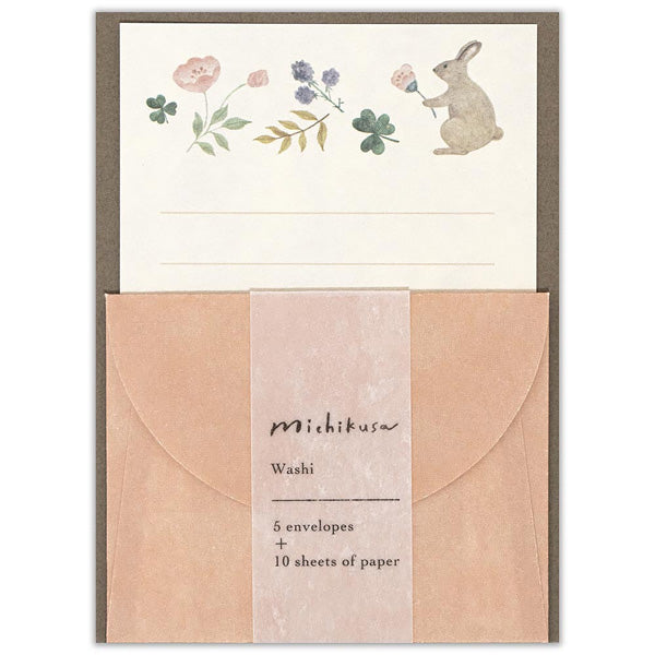 Mini Papier Lettre & Enveloppe Michikusa - Rabbit | Moshi Moshi Paris