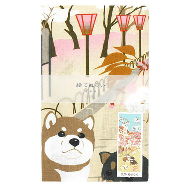 Tenugui Shiba Inu - Spring Urara | Moshi Moshi Déco Japonaise Paris