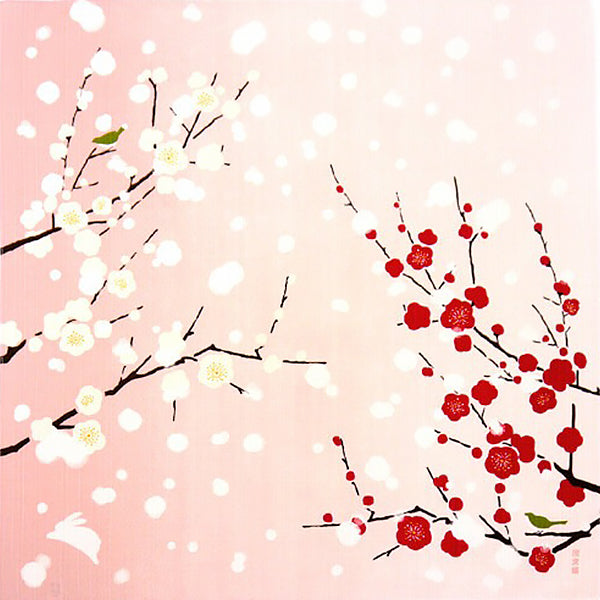Furoshiki Kofu - Plum & Botan Snow, 50x50cm