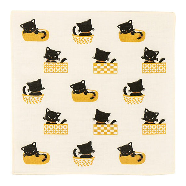 Serviette Japonaise Chat Noir - Made in Japan | Moshi Moshi Paris