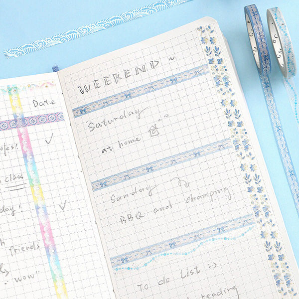 Washi Tape Life Foil Stamping - Blue Leaf | Moshi Moshi Paris