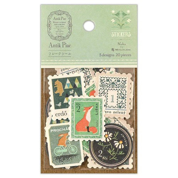 Stickers Box Timbre Antique - Verde | Moshi Moshi Papeterie Japonaise