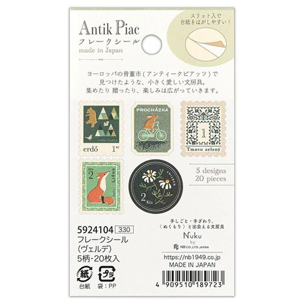 Stickers Box Timbre Antique - Verde | Moshi Moshi Papeterie Japonaise