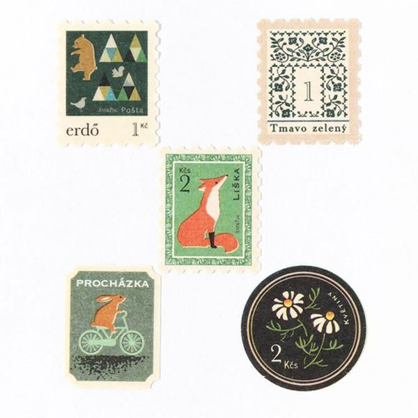 Stickers Box Timbre Antique - Verde | Moshi Moshi Papeterie Japonaise