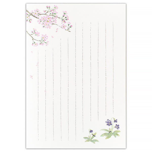 Papier Lettre Ippitsusen - Cherry Blossom & Violet | Moshi Moshi