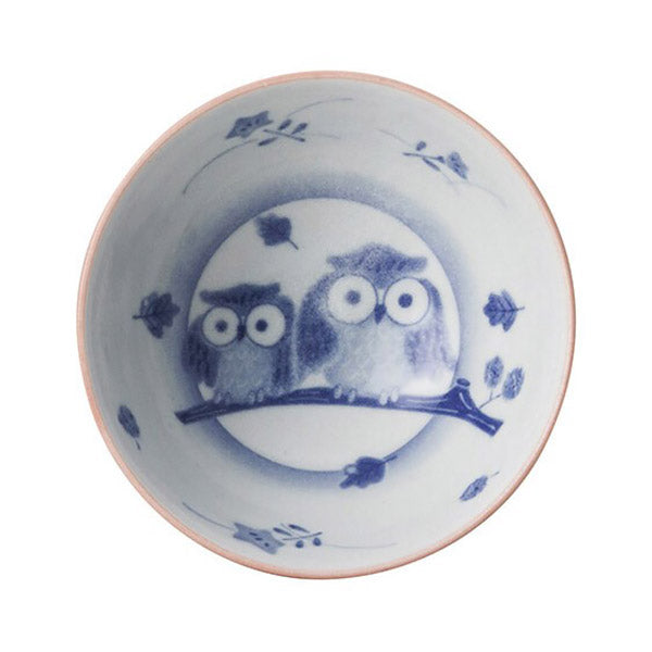 Bol Mino Hiboux Rose - Porcelaine Japonaise | Moshi Moshi Paris