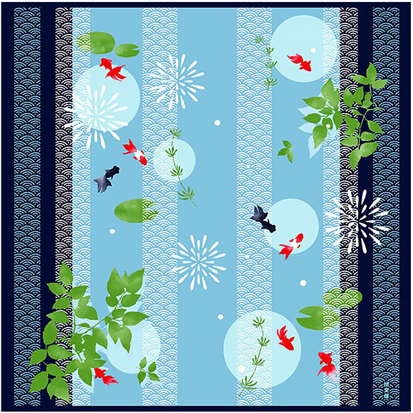 Furoshiki Japonais - Asanoha Goldfish | Moshi Moshi Boutique Japonaise