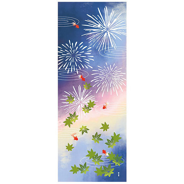 Tenugui Goldfish Firework - Déco Japonaise | Moshi Moshi Boutique 