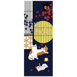 Tenugui Chat - Long Autumn Evening | Moshi Moshi Paris