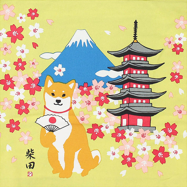 Tote Bag Shiba Inu - Cherry Blossom Mt Fuji | Moshi Moshi Paris