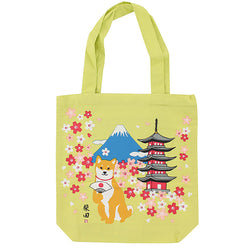 Tote Bag Shiba Inu - Cherry Blossom Mt Fuji | Moshi Moshi Paris