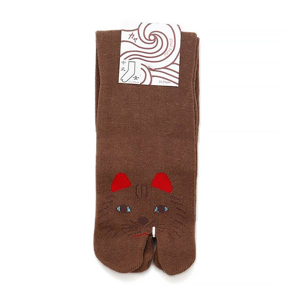 Chaussette Tabi - Chat Neko, Brown | Moshi Moshi Boutique Paris