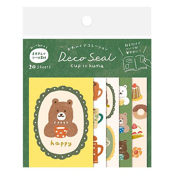Stickers Box Deco Seal - Bear Cup | Moshi Moshi Papeterie