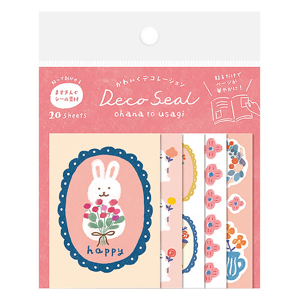 Stickers Box Deco Seal - Rabbit Flower | Moshi Moshi Papeterie