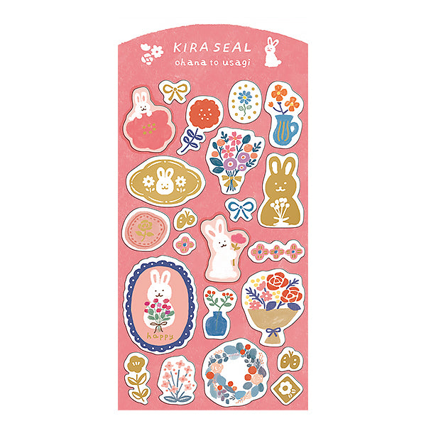 Stickers Japonais Kawaii - Rabbit & Flower | Moshi Moshi Paris