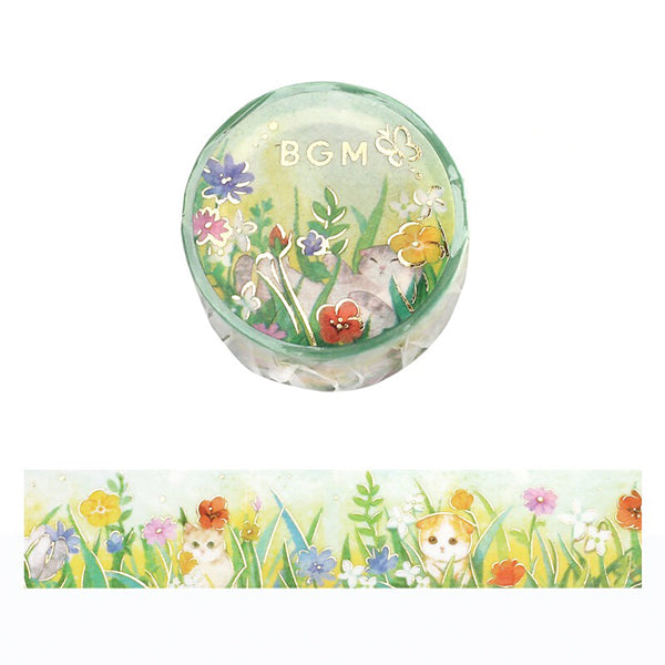 Washi Tape Flower & Cat - Late Afternoon Kitty | Moshi Moshi 