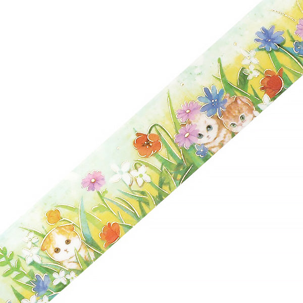 Washi Tape Flower & Cat - Late Afternoon Kitty | Moshi Moshi 