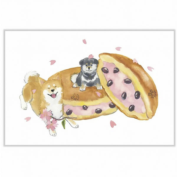 Carte de Vœux Shiba - Sakura Dorayaki | Moshi Moshi Paris