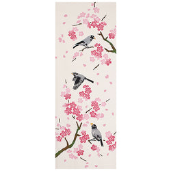 Tenugui Birds & Cherry Blossom - Déco Japonaise | Moshi Moshi 