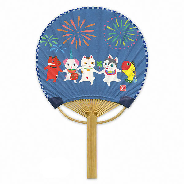 Carte Eventail Summer - Fireworks with Koma Inu | Moshi Moshi Paris 