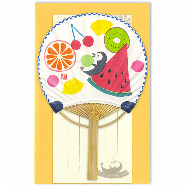 Carte Eventail Kawaii - Penguin & Fruit | Moshi Moshi Paris Japan