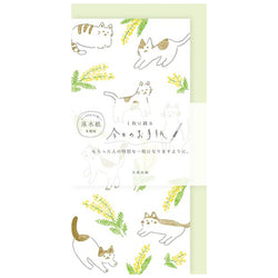 Papier Lettre & Enveloppe Washi - Chat Mimosa | Moshi Moshi Paris
