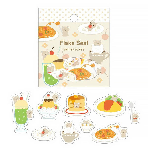 Stickers Box Flake Seal - Bear Cafe | Moshi Moshi Papeterie