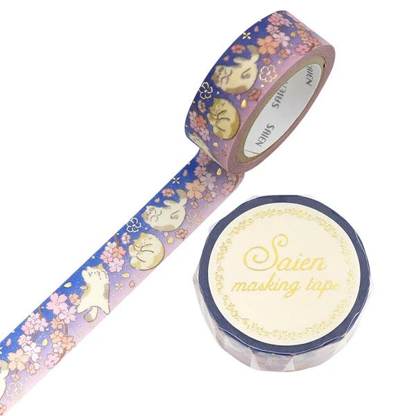 Washi TapeJaponais - Cat Spring Evening Gold Leaf | Moshi Moshi 