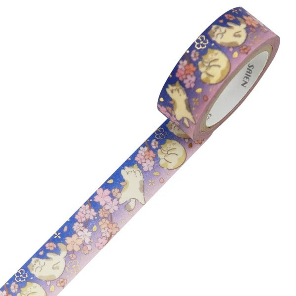 Washi TapeJaponais - Cat Spring Evening Gold Leaf | Moshi Moshi 