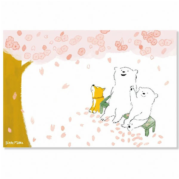 Carte de Vœux Momoro - Ours & Fleur de Cerisier | Moshi Moshi 
