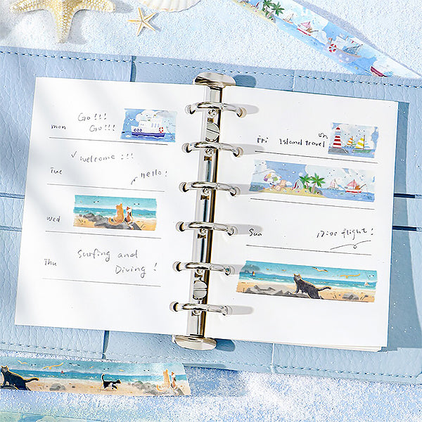 Washi Tape Kawaii - Cat On The Beach | Moshi Moshi Paris