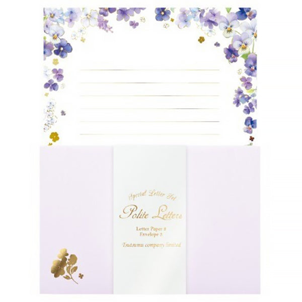 Papier Lettre & Enveloppe Flower - Viola | Moshi Moshi Paris