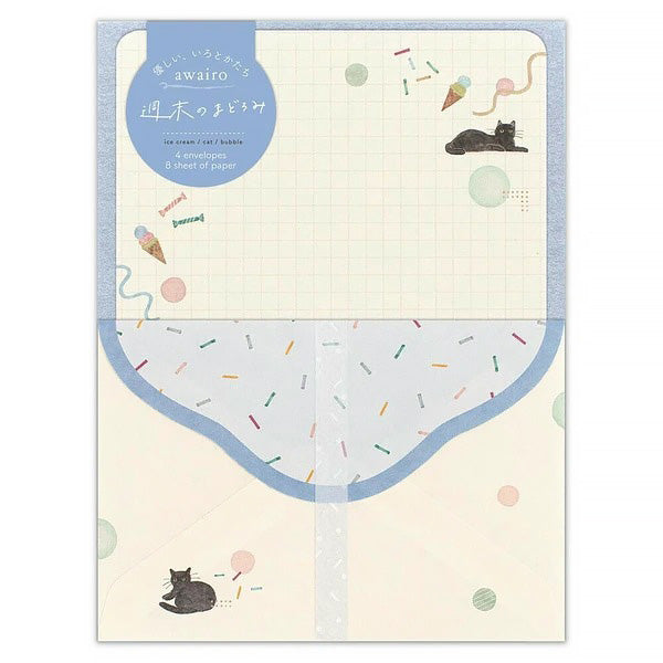 Papier Lettre & Enveloppe Aiwairo - Black Cat | Moshi Moshi Paris
