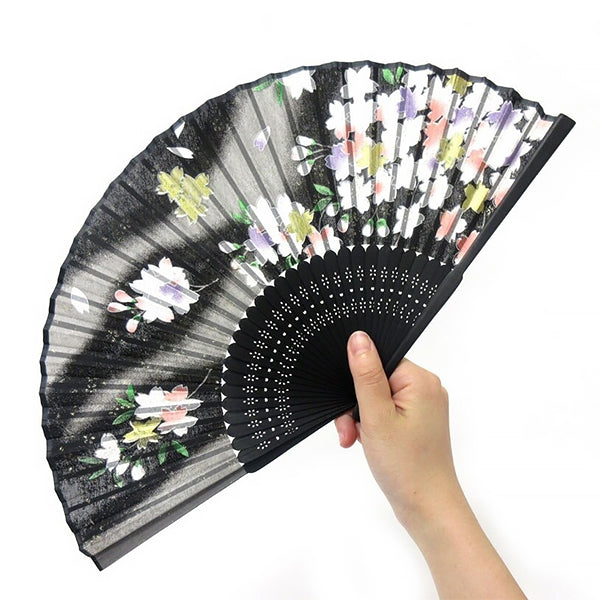 Eventail Japonais - Sakura Flower Black | Moshi Moshi Paris