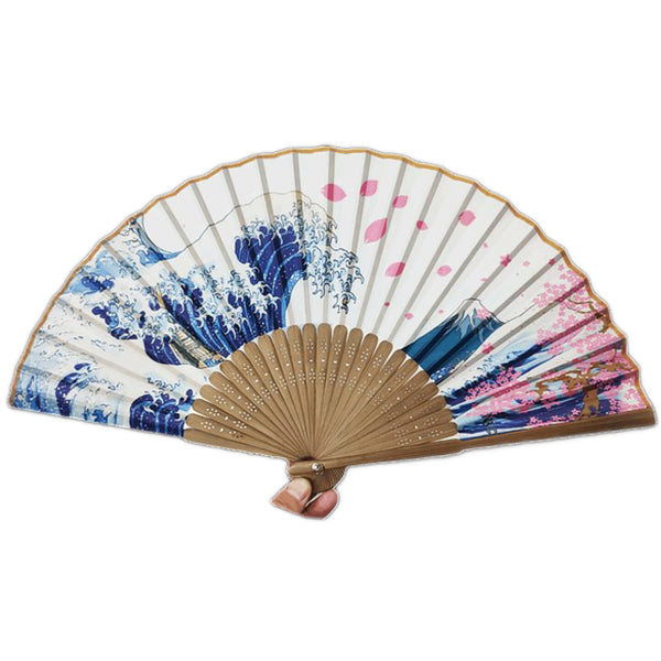 Eventail Japonais - Fuji Wave & Cherry Blossom | Moshi Moshi 