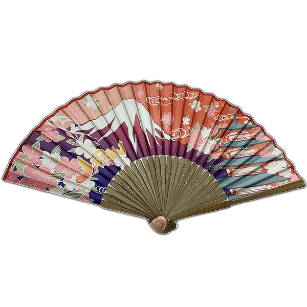 Eventail Japonais - Fuji & Sakura, Orange | Moshi Moshi Paris