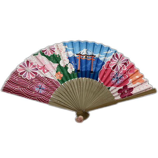 Eventail Japonais - Chirimen Fuji | Moshi Moshi Paris