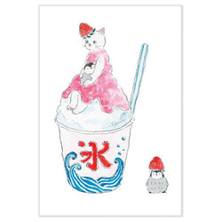 Carte Postale Chat Tokoro Komugi - Kakigori | Moshi Moshi Paris