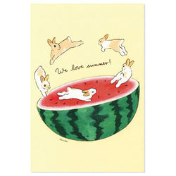 Carte de Vœux Lapin Usagi Motoko - Watermelon | Moshi Moshi