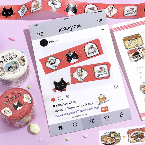 Washi Tape Kuroneko - Cafe Frame | Moshi Moshi Papeterie