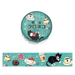 Washi Tape Kuroneko - Cafe Stroll | Moshi Moshi Papeterie