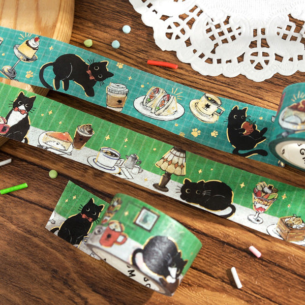 Washi Tape Kuroneko - Cafe Stroll | Moshi Moshi Papeterie