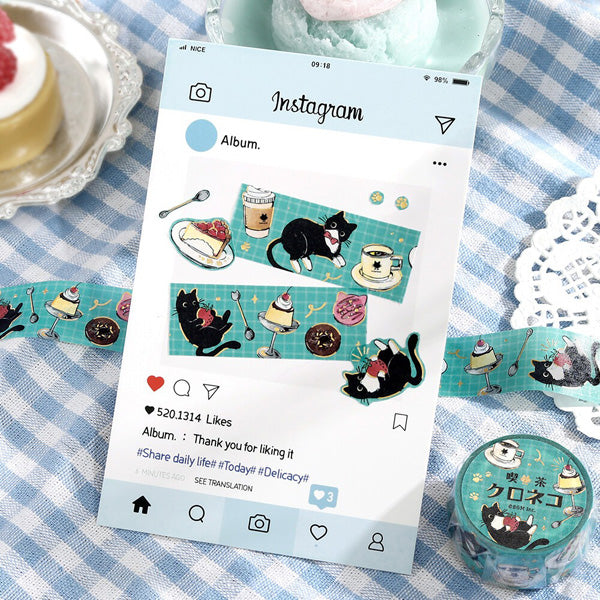 Washi Tape Kuroneko - Cafe Stroll | Moshi Moshi Papeterie