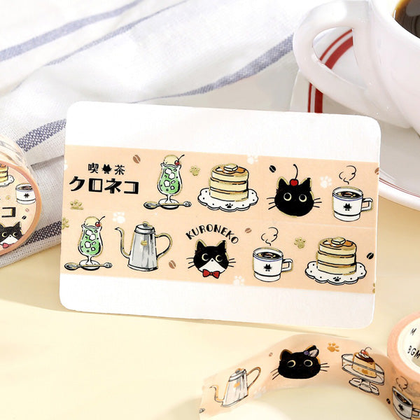 Washi Tape Chat Kuroneko - Café | Moshi Moshi Paris