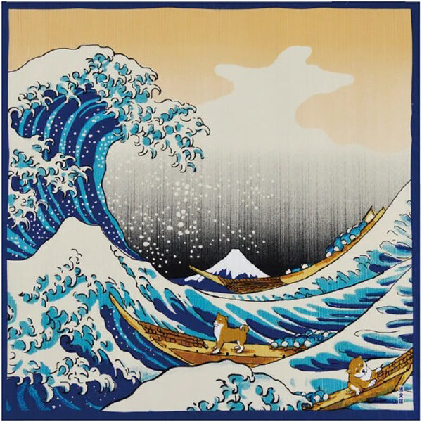 Furoshiki - Vague D'Hokusai & Shiba Mame | Moshi Moshi Paris