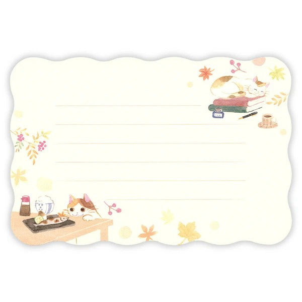 Papier Lettre & Enveloppe Japonais - Chat Autumn | Moshi Moshi 