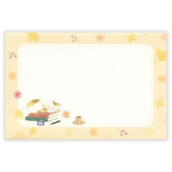 Papier Lettre & Enveloppe Japonais - Chat Autumn | Moshi Moshi 